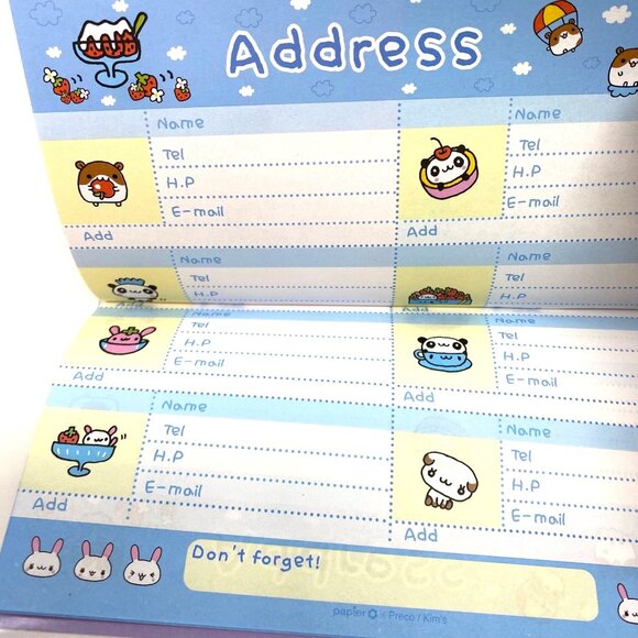 Korean Stationery Papier Strawberry Rabbit Mini Calendar Agenda Book Vintage - Picture 9 of 11